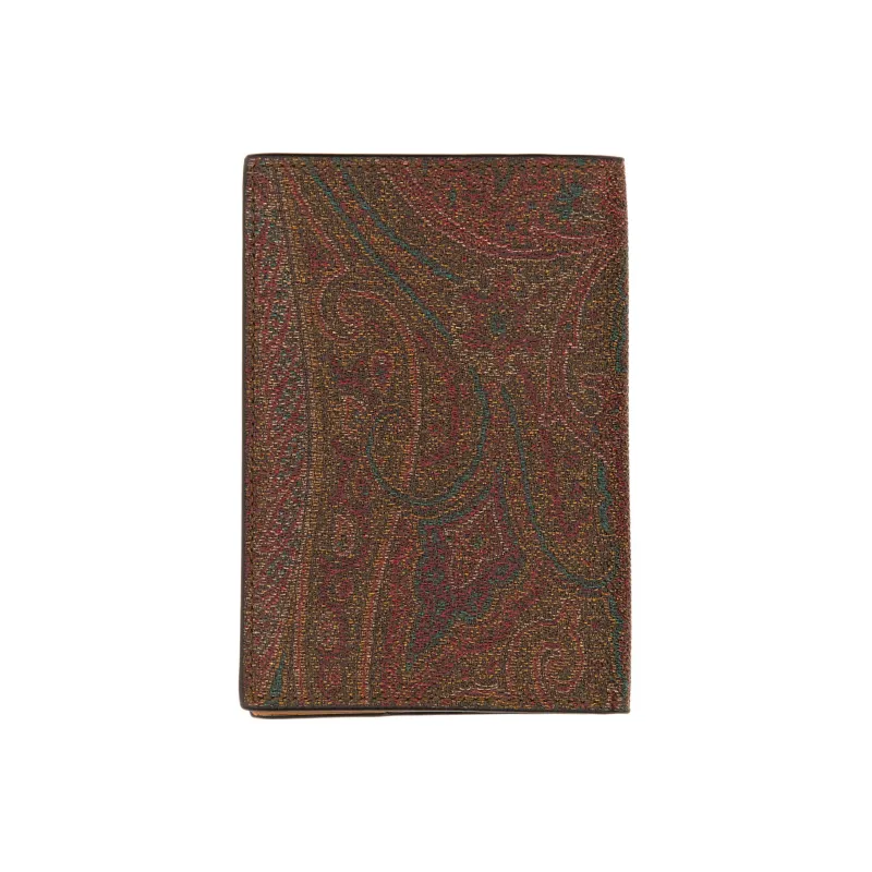 ETRO Leather Card Holder Wallet Men's Brown/Multicolor-2