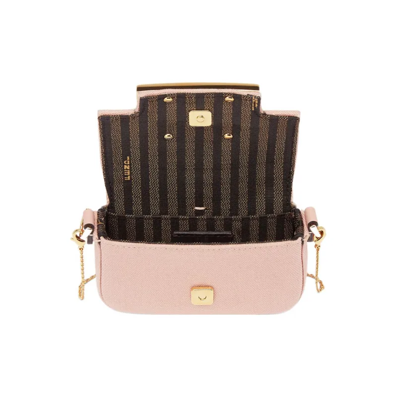 FENDI Baguette Fabric Blend Polyester Baguette Bag Coin Purses Shoulder Bag Crossbody Bag Extra Mini Women's Pink-3