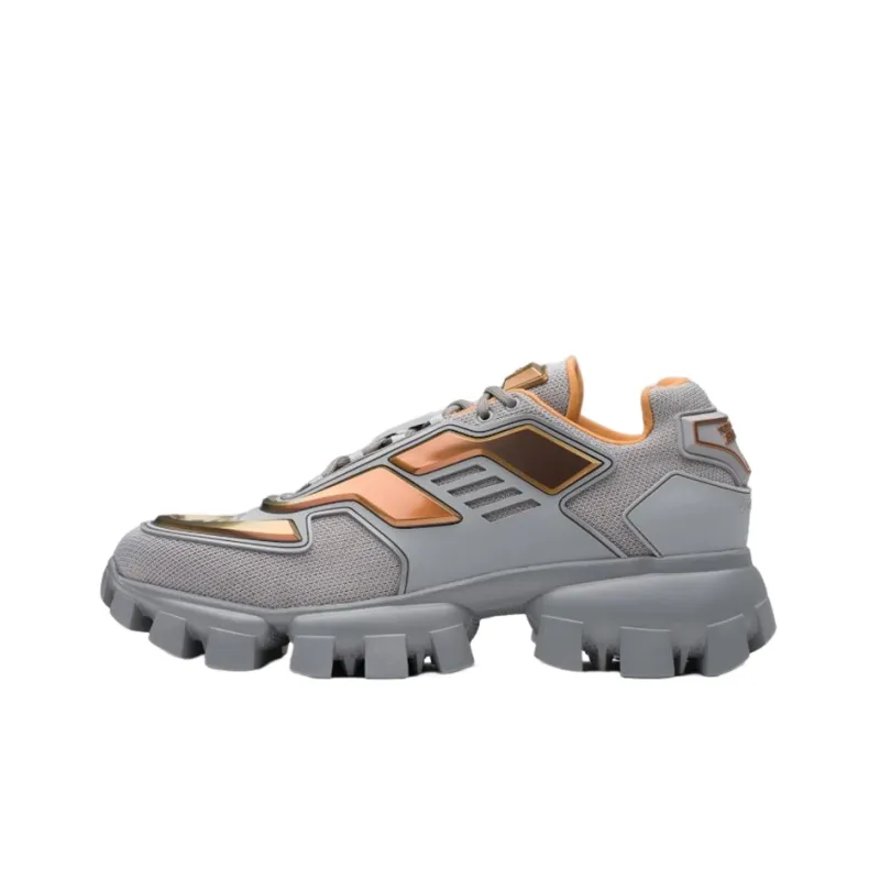 PRADA Slip Resistant Low Top Sports Casual Shoes Men's Gray-0