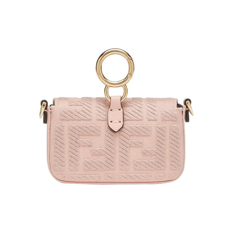 FENDI Baguette Fabric Blend Polyester Baguette Bag Coin Purses Shoulder Bag Crossbody Bag Extra Mini Women's Pink-2