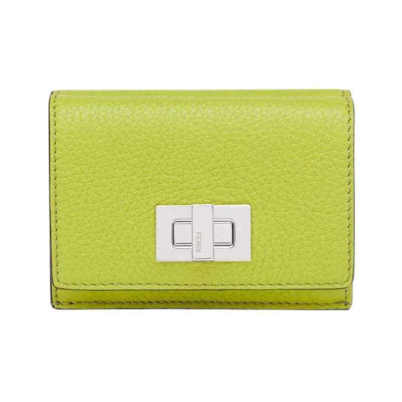 FENDI Peekaboo Cow Leather Wallet Women's Sprout Green-0