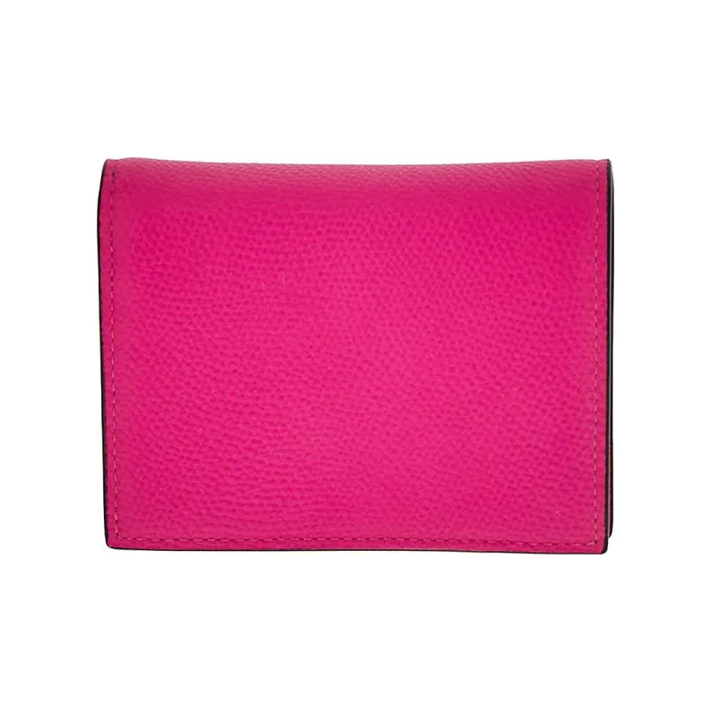 Valentino Vlogo Cow Leather Wallet Card Holder Women's Pink-2