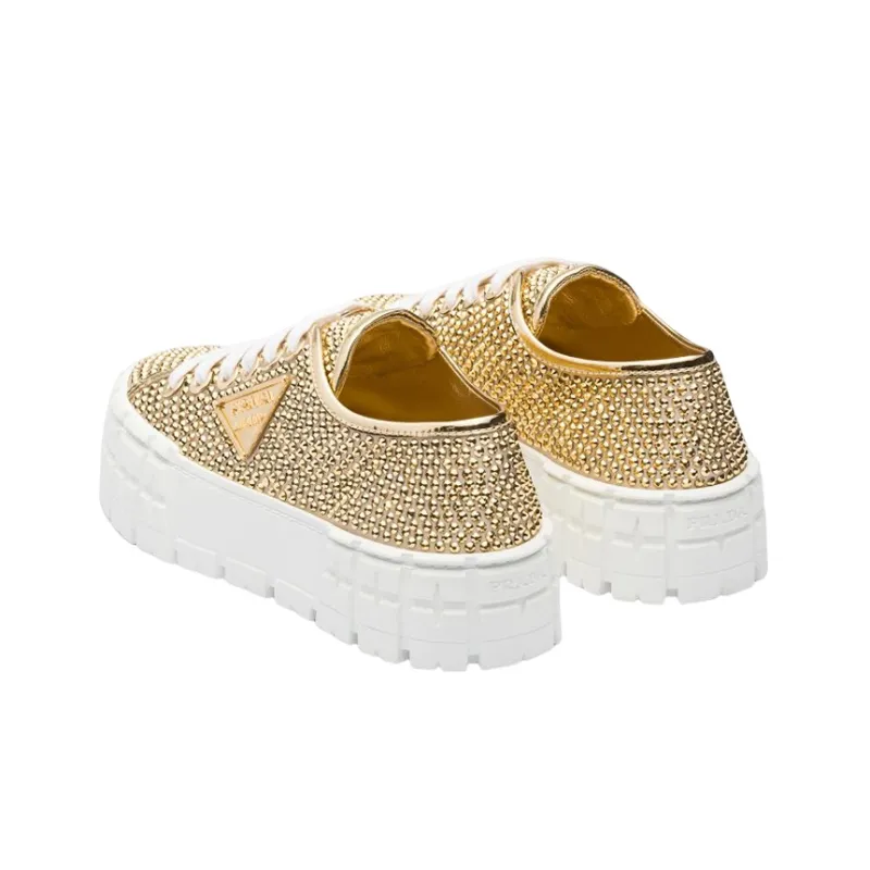 PRADA Stylish Skateboarding Shoes Women's Gold-3