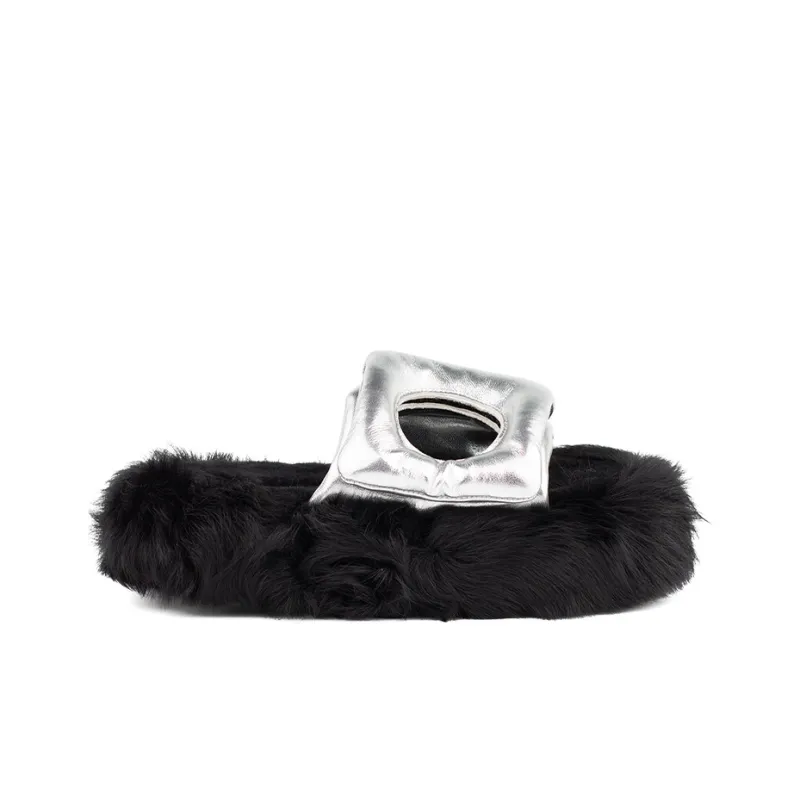 LAST LAZY Rubber Sole Slide Slippers Unisex Silver-1