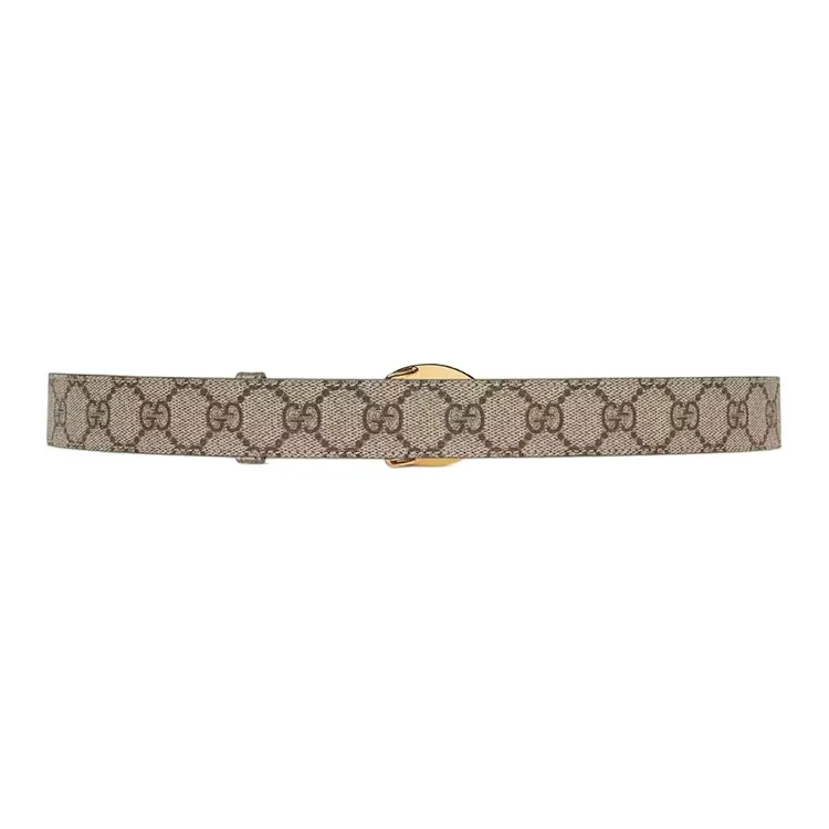 GUCCI Fashion Smooth Buckle Leather Belts Unisex Light Umber Width 3CM-1