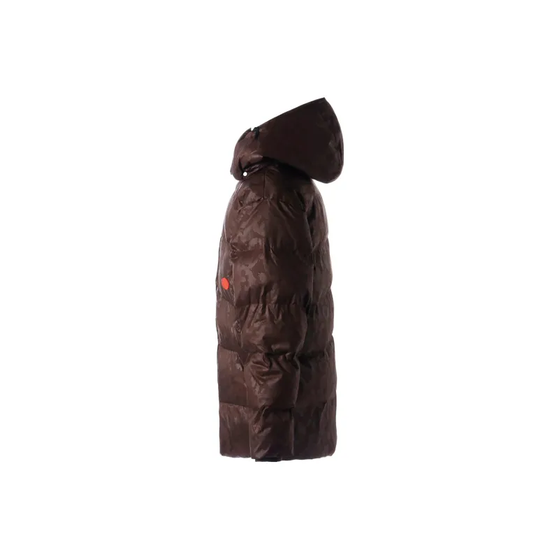 PUMA STUDIO All Over Print Detachable Hood Puffer Jacket Men's Brown-2