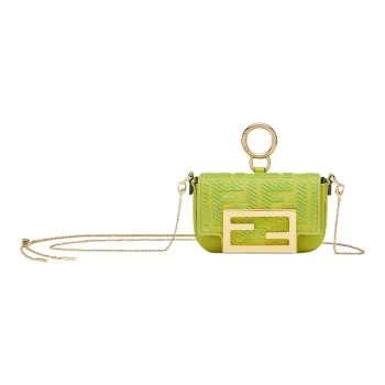 FENDI Baguette Cow Leather Baguette Bag, Coin Purse, Shoulder Bag, Crossbody Bag Extra Mini Women's Sprout Green Color