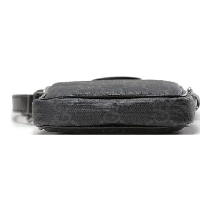 GUCCI Canvas With Leather Shoulder Bag Crossbody Bag Mini Men's Black-4