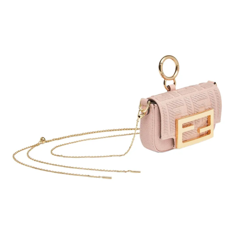 FENDI Baguette Fabric Blend Polyester Baguette Bag Coin Purses Shoulder Bag Crossbody Bag Extra Mini Women's Pink-1