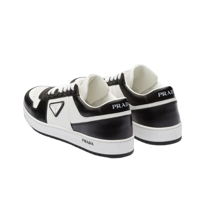 PRADA Downtown Low Top Sneakers Leather White Black-4