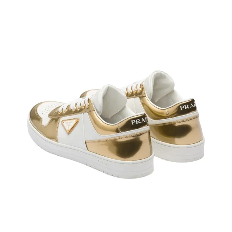 PRADA Downtown Low Top Stylish Skateboarding Shoes Men's White Gold-4