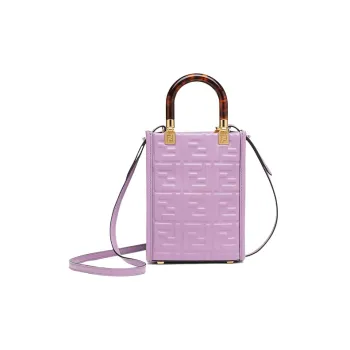 FENDI Sunshine Cow Leather Handbag Shoulder Bag Crossbody Bag Mini Women's Purple