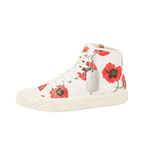 KENZO Canvas Shoes Women's High-Top White/Red