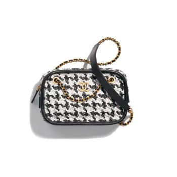 CHANEL Zip Closure Camera Bag, Shoulder Bag, Crossbody Bag Trumpets Women's Black/White