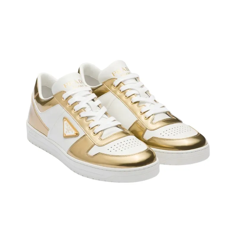 PRADA Downtown Low Top Stylish Skateboarding Shoes Men's White Gold-2