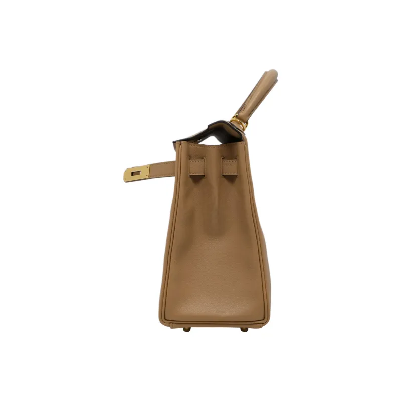 HERMES Kelly Evercolor Leather Kelly Bag Shoulder Bag Crossbody Bag Handbag Women's 0M Chai Milk Tea Beige-6