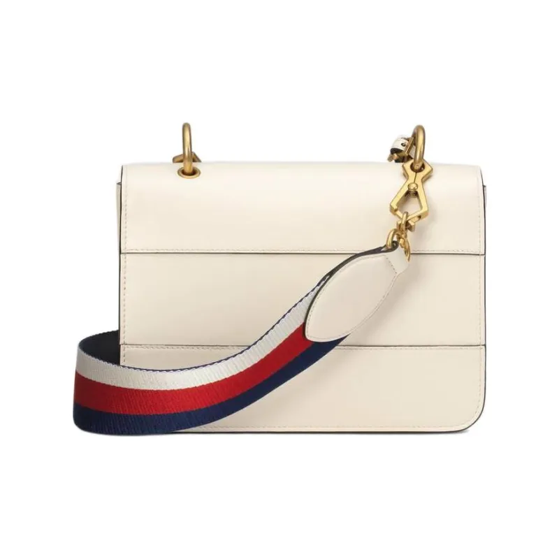 GUCCI Queen Margaret Leather Shoulder Bag, Crossbody Bag Trumpets Women's White-2