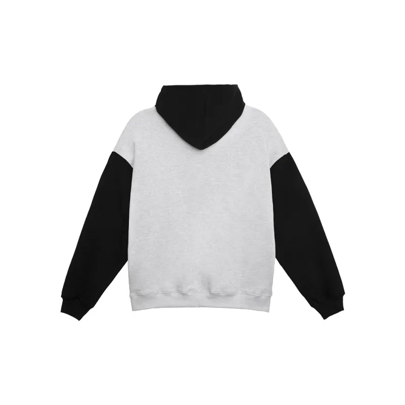 Ahhhing Hooded Loose Fit Regular Sweatshirt Unisex Gray Black Color Blocking-1