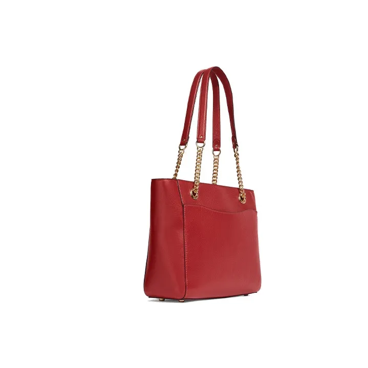 COACH Cammie Pebbled Leather Shoulder Bag Crossbody Bag Handbag Large Size Women's Red-1