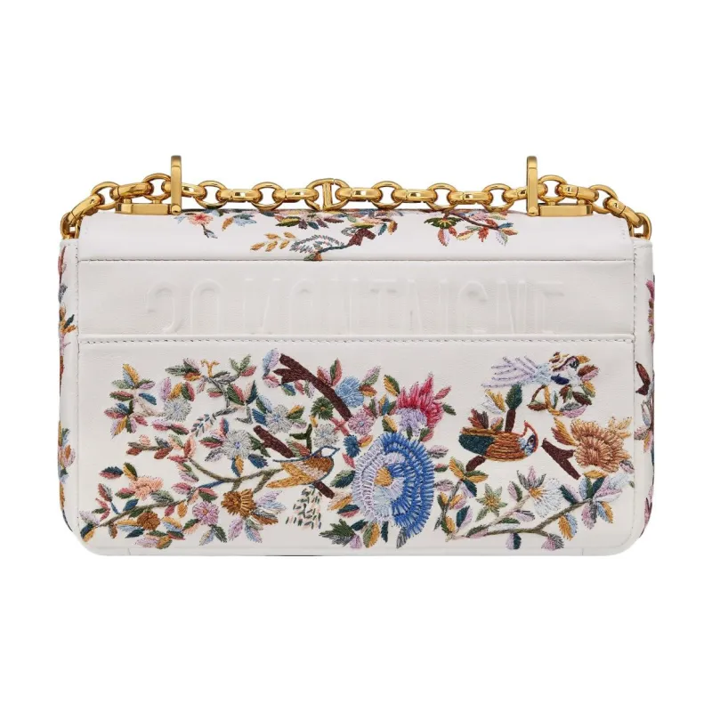 DIOR Caro Sheepskin Patchwork Embroidery Handheld Shoulder Bag Crossbody Bag Small Size Women's White-1