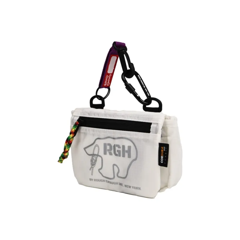 Rough Enough Nylon Canvas Bag, Crossbody, One Shoulder, Handbag Small Size Unisex White/Black-1