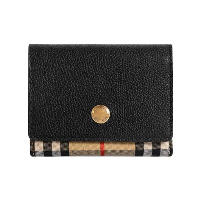 Burberry Cow Leather Wallet Coin Purse Wallet Women's Multicolor Plaid/Black-0