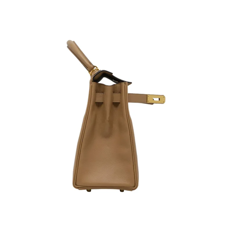 HERMES Kelly Evercolor Leather Kelly Bag Shoulder Bag Crossbody Bag Handbag Women's 0M Chai Milk Tea Beige-5