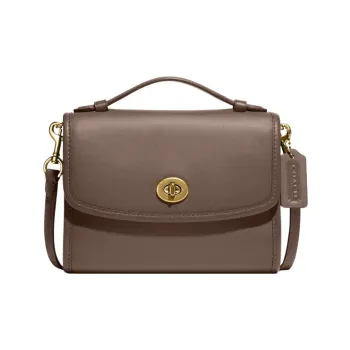 COACH Kip Tanned Leather Handbag Shoulder Bag Crossbody Bag Small Size Women's Dark Gray