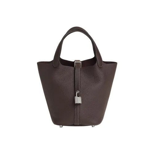 HERMES Picotin Lock Clemence Bullock Leather Basket Bag Handbag Bucket Bag Women's 3S Macassar Ebony