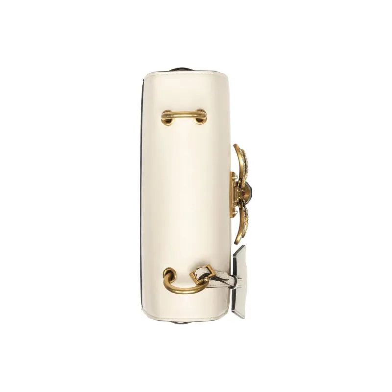 GUCCI Queen Margaret Leather Shoulder Bag, Crossbody Bag Trumpets Women's White-5