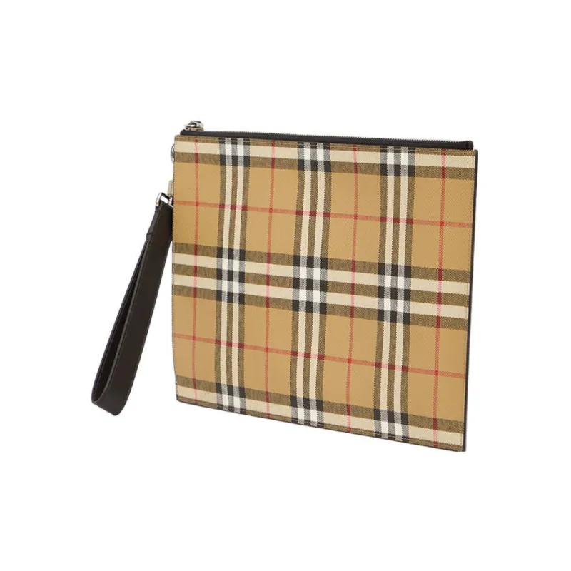 Burberry Vintage Leather Clutch Regular Men's Light Umber-1