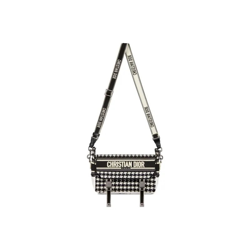 DIOR DiorCamp Technical Knitted Fabric Messenger Bag Shoulder Bag Crossbody Bag Small Size Women's Black/White-3