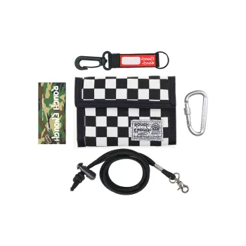 Rough Enough Canvas Canvas Bag Wallets Large Size Unisex Black White Plaid