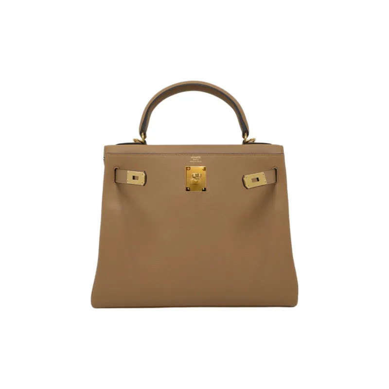 HERMES Kelly Evercolor Leather Kelly Bag Shoulder Bag Crossbody Bag Handbag Women's 0M Chai Milk Tea Beige-2