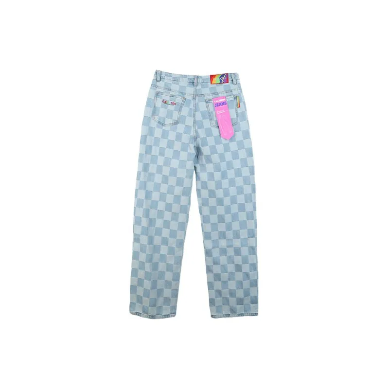 LALABOBO Straight Jeans Women's Medium Blue White-1