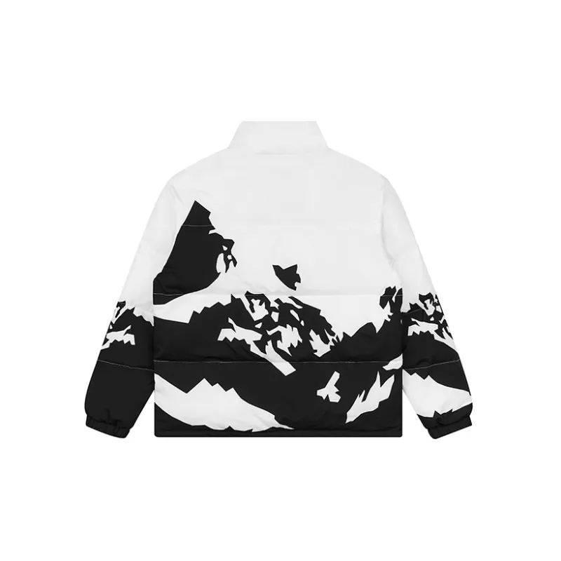 EMPTY REFERENCE Mountains Stand Collar Loose Fit Thickened Puffer Jacket Unisex Black-1