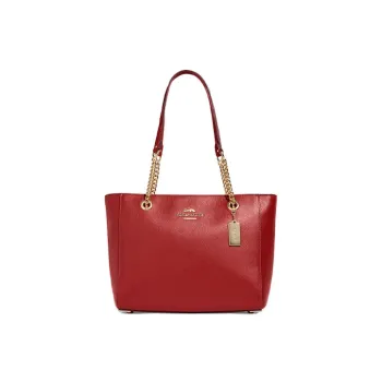 COACH Cammie Pebbled Leather Shoulder Bag Crossbody Bag Handbag Large Size Women's Red