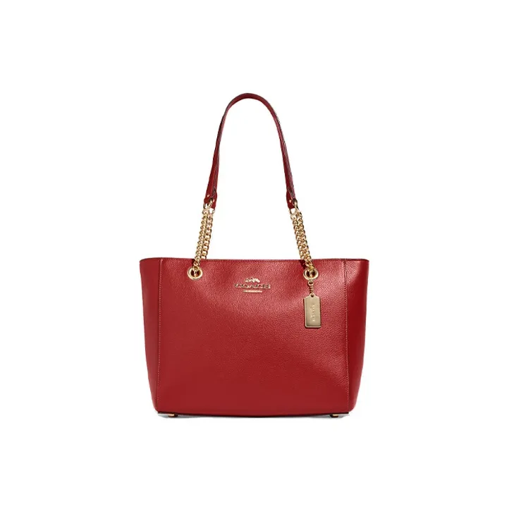 COACH Cammie Pebbled Leather Shoulder Bag Crossbody Bag Handbag Large Size Women's Red-0
