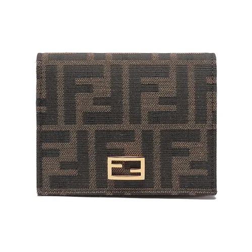 FENDI Canvas With Leather Wallet Regular Women's Brown