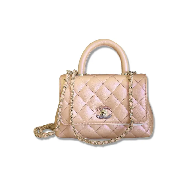 CHANEL Coco Handle Cow Leather Handbag, Shoulder Bag, Crossbody Bag Mini Women's Light Pink-0