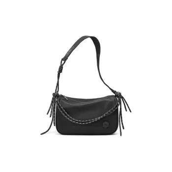 Land Gulls Cotton Shoulder Bag Medium Size Men's Black/White