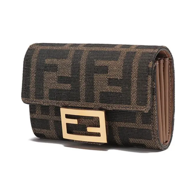 FENDI Fabric Card Holder, Coin Purse Women's Brown-1
