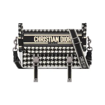 DIOR DiorCamp Technical Knitted Fabric Messenger Bag Shoulder Bag Crossbody Bag Small Size Women's Black/White