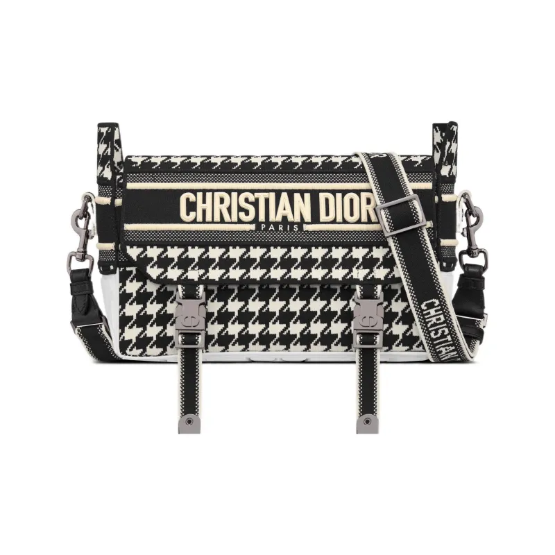 DIOR DiorCamp Technical Knitted Fabric Messenger Bag Shoulder Bag Crossbody Bag Small Size Women's Black/White-0