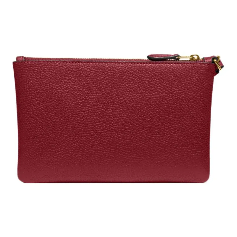 COACH Wristlet Polished Grained Leather Wrist Bags Clutches Small Size Women's Cherry Red-1