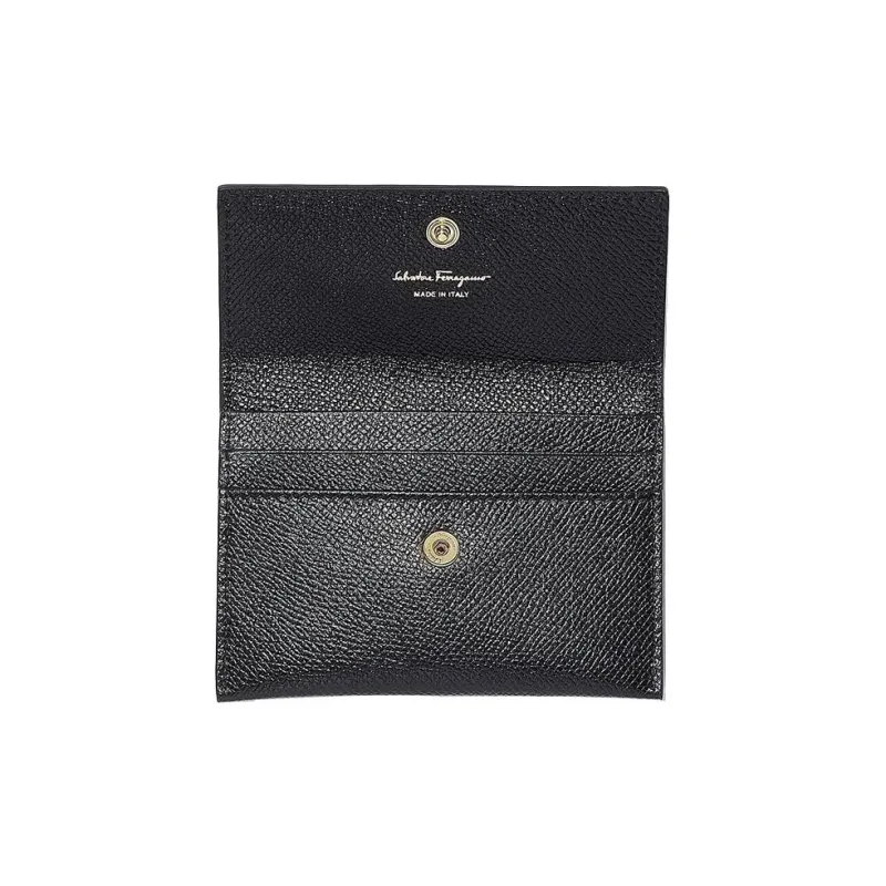 FERRAGAMO Leather Wallet Women's Black-6