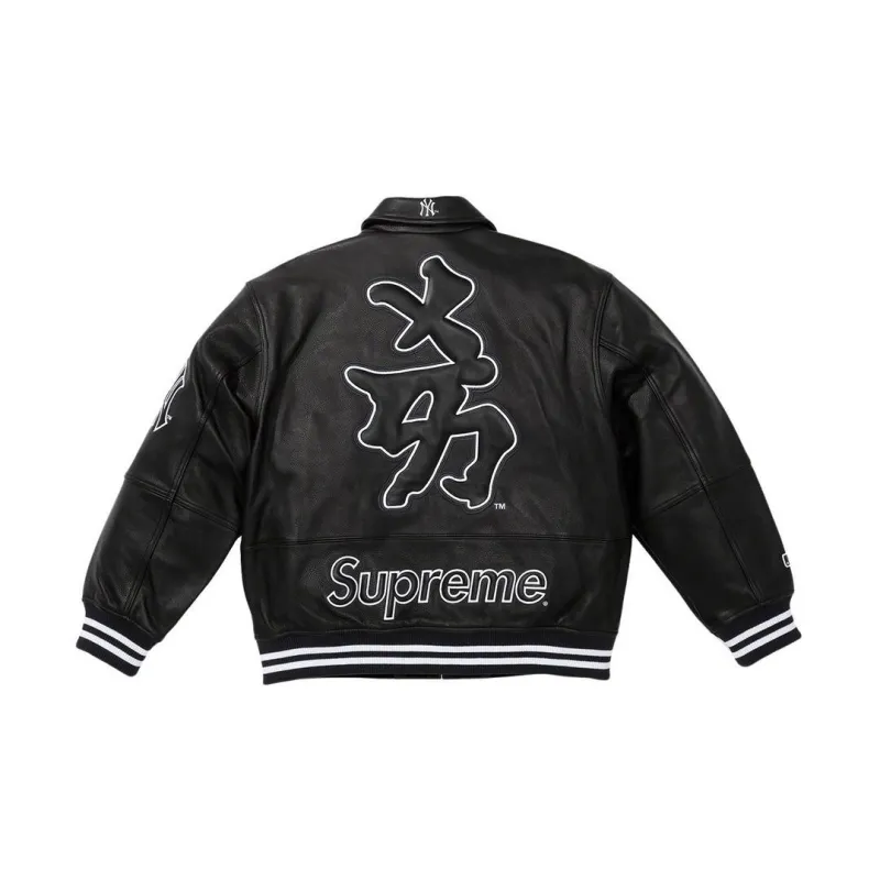 Supreme New York Yankees Kanji Leather Varsity Jacket-1