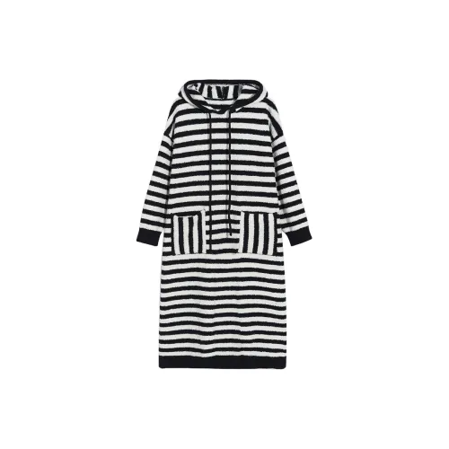 Ouyang Long-Sleeved Dresses Women's Black/White Stripes