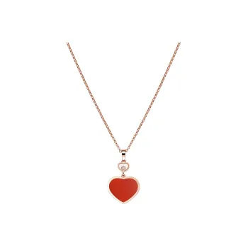 CHOPARD Happy Hearts 18K Rose Gold Necklaces Women's Rose Gold