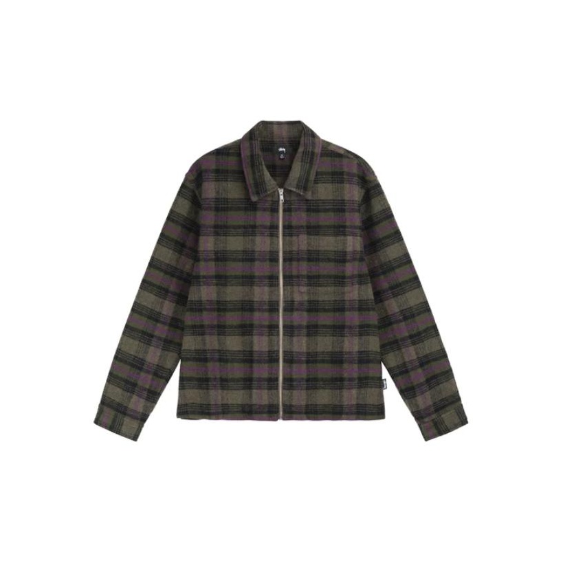 Stussy Reed Wool Plaid Zip retail Shirt